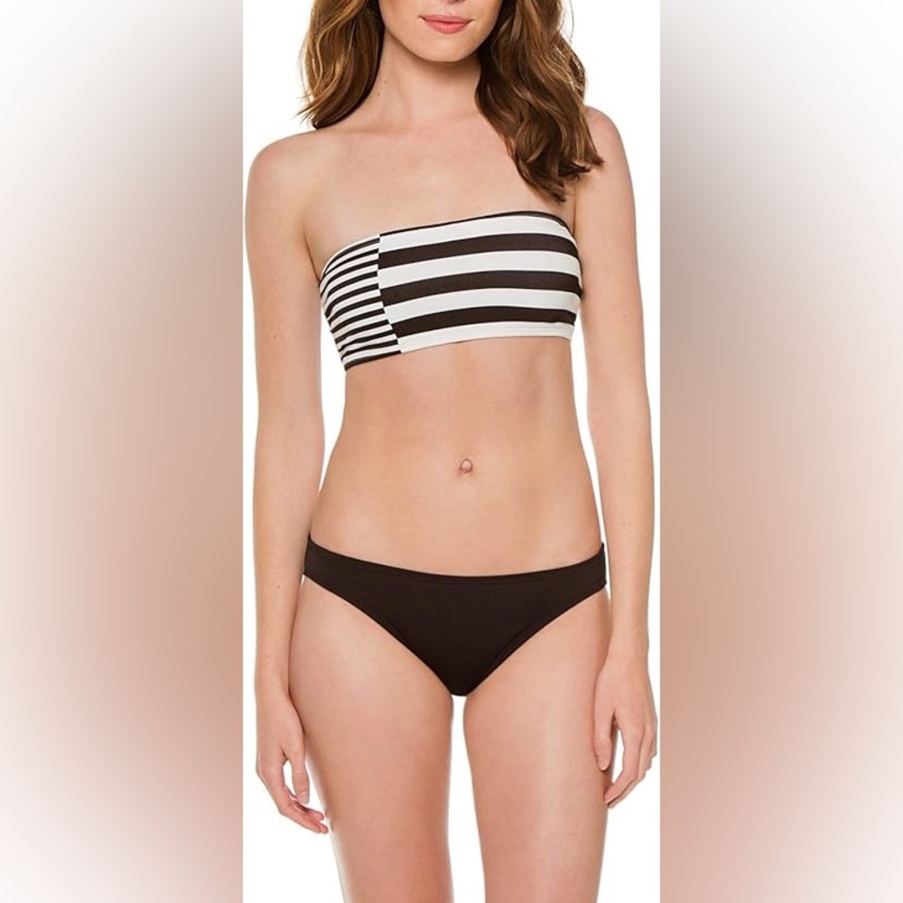 Black and White Striped Bikini Set